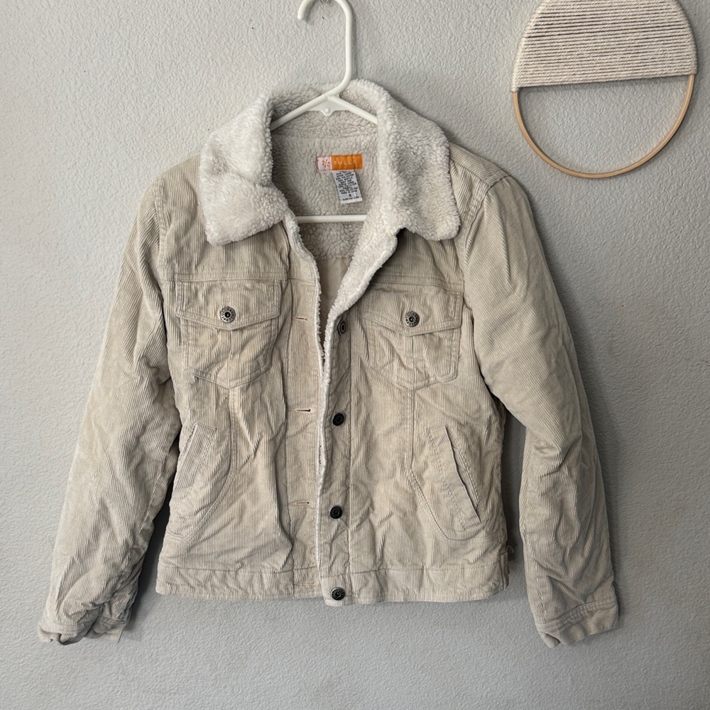Tulle Cream Jacket with Faux Shearling Collar